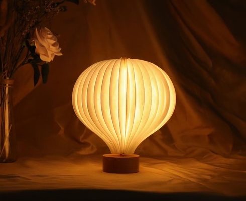 Bedside Real Wood Table Lamp Creative Hot Air Balloon Design Dupont Paper Night Lights Gifts