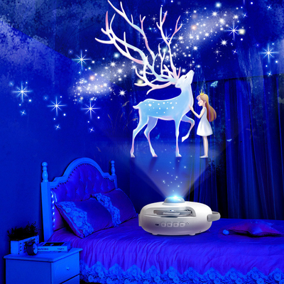 2022 Kids Favorite HD Galaxy Projection Lamp Romantic Starry Bedside Atmosphere Lamp Built-in 8 White Noise Songs