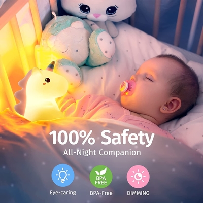 LED Cute Cat Lamp Nursery Kids Bedroom Decor Gift Color Changing Silicone Touch Kitty Night Light