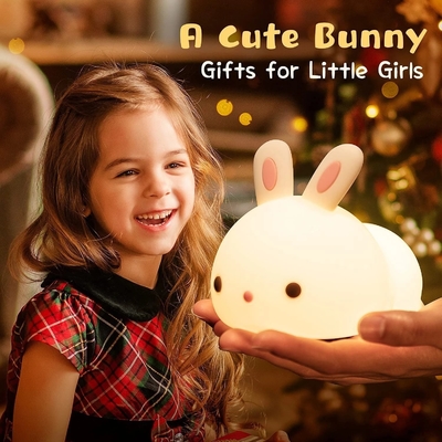 LED Cute Cat Lamp Nursery Kids Bedroom Decor Gift Color Changing Silicone Touch Kitty Night Light