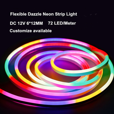 Outdoor IP67 12V 6*12MM Marquee Flowing Water Silicone Strip Lights Colorful Flexible Neon Light Strip