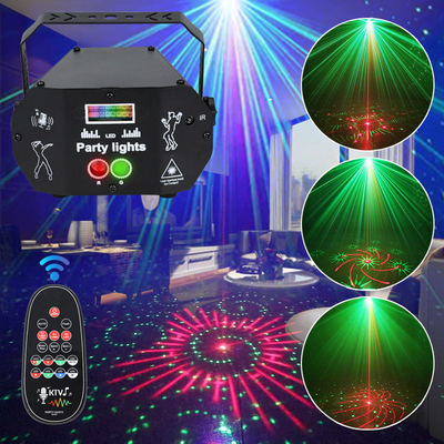 New Mini 3 in 1 Laser Light Sound Activated USB LED Stage Lights Adjustable Speed Party Atmosphere Lamp with Remote Cont