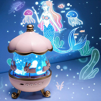 2022 Christmas Gift Dream Rolling Huts Projector Lamp With Wireless Speaker 360 Degree Rotation 12 Projection Films Cust