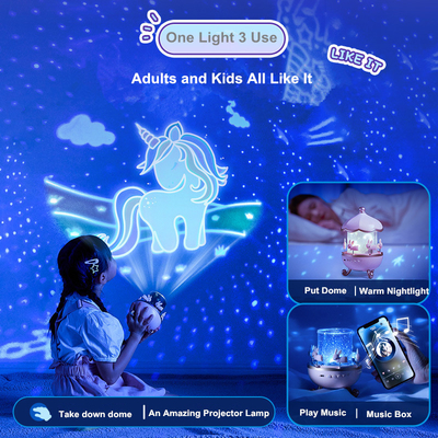 2022 Christmas Gift Dream Rolling Huts Projector Lamp With Wireless Speaker 360 Degree Rotation 12 Projection Films Cust