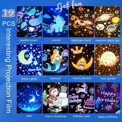 2022 Christmas Gift Dream Rolling Huts Projector Lamp With Wireless Speaker 360 Degree Rotation 12 Projection Films Cust