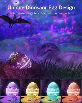 Star Projector Dinosaur Egg Galaxy Projector for Bedroom Remote Control White Noise Speaker 14 Colors LED Night Light Fo