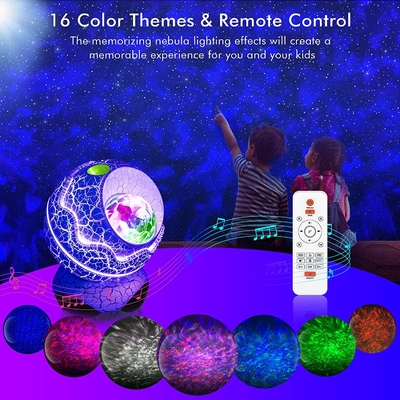 Star Projector Dinosaur Egg Galaxy Projector for Bedroom Remote Control White Noise Speaker 14 Colors LED Night Light Fo