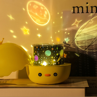 Funny Remote Control Crown Duck Projector Lamp Night Light Music Box For Kids Toddlers Baby Gifts Free with 6 Projection