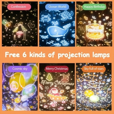 Funny Remote Control Crown Duck Projector Lamp Night Light Music Box For Kids Toddlers Baby Gifts Free with 6 Projection