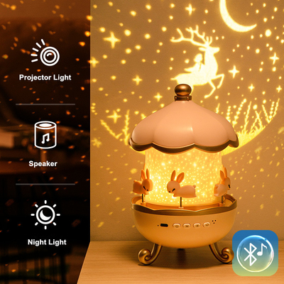 Romantic Rotary House Starry Sky Projector Night Light Kids Adults Dream Cosmic Projection LED Lamp With Music Wireless
