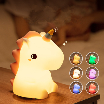 Unicorn Kids Night Light Lamp USB Rechargeable Soft Silicone 7 Colors Pat Lights For Nursery Baby Toddler's Gift