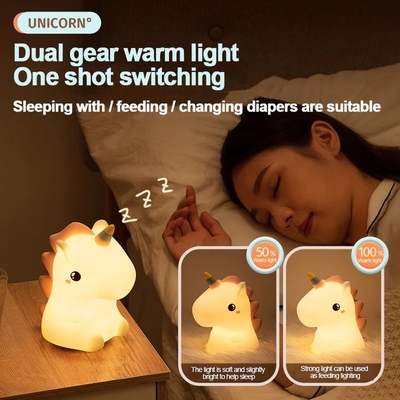 Unicorn Kids Night Light Lamp USB Rechargeable Soft Silicone 7 Colors Pat Lights For Nursery Baby Toddler's Gift