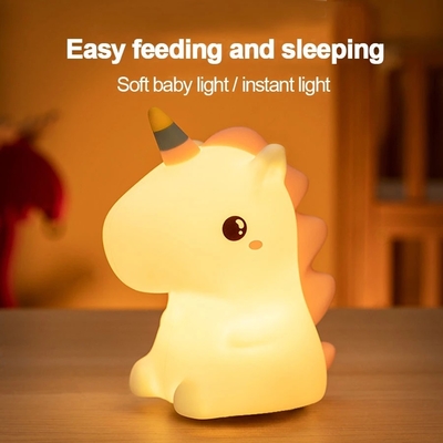 Unicorn Kids Night Light Lamp USB Rechargeable Soft Silicone 7 Colors Pat Lights For Nursery Baby Toddler's Gift