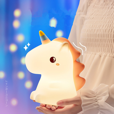 Unicorn Kids Night Light Lamp USB Rechargeable Soft Silicone 7 Colors Pat Lights For Nursery Baby Toddler's Gift