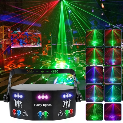 15 Eyes RGB Party Lights Stage Light by DMX512 Control Sound Activated LED Pattern Strobe Lights for Parties Club Bar Di