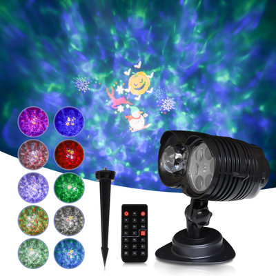 2021 New Telescope Dual Ocean Wave Projector Lamp Night Light Snowflake Christmas Halloween Projection Lawn Lamp Holiday