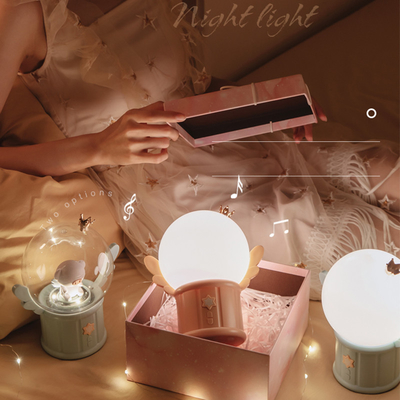 Lovely Toy 360 Degree Rotation Music Box Atmosphere Lamp LED Night Light for Kids Girls Gift Bedroom Home Decor