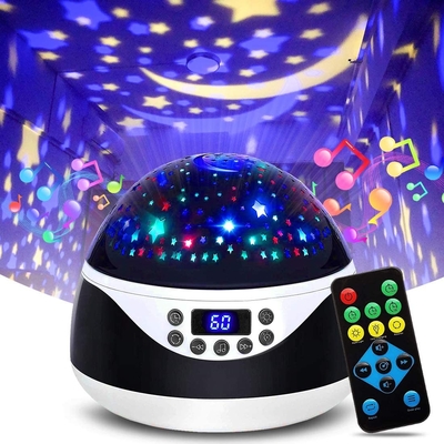 Built-in 12 Light Songs 360 Degree Rotating 8 Colorful Night Light Projector Remote Control and Timer Design Projection