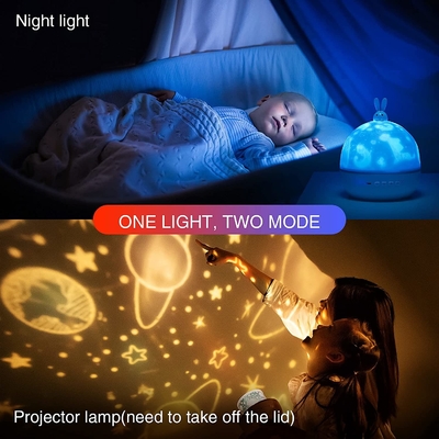 Bunny Star Night Light Projector Night Light Star Projector For Kids Baby Room Romantic Bunny Projection LED Night Lamp