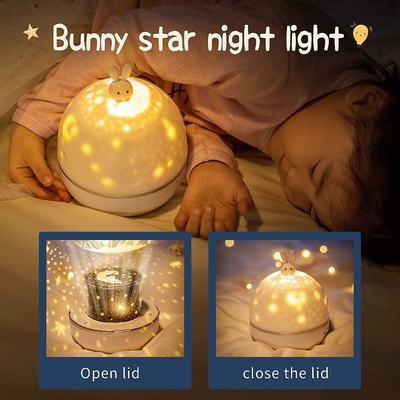 Bunny Star Night Light Projector Night Light Star Projector For Kids Baby Room Romantic Bunny Projection LED Night Lamp