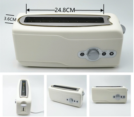 Timing Control Reheat Defrost Automatic Pop Up Plastic Toaster 750W Long Slot 2 Slice