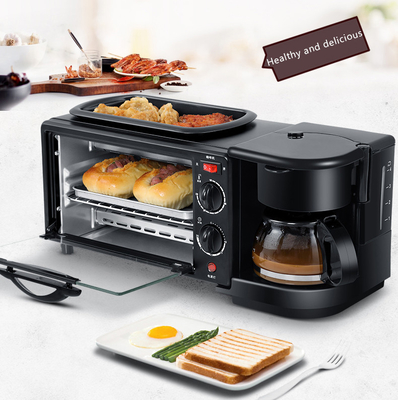 Household Bread Pizza Mini Oven Frying Pan Multifunction Coffee Maker 3 In 1