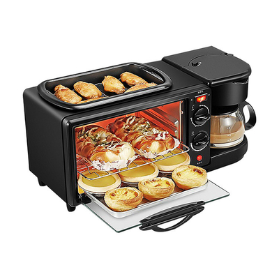 Breakfast Electric Oven Toaster Grill Pan With Drip Coffee Maker Stainless Power Timer OEM 3 In 1