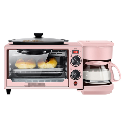 Breakfast Electric Oven Toaster Grill Pan With Drip Coffee Maker Stainless Power Timer OEM 3 In 1