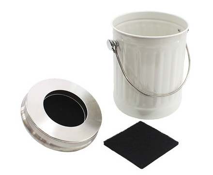 Kitchen Compost Bin for Counter or Under Sink Small Metal Indoor Home Apartment Eco Compost Pail