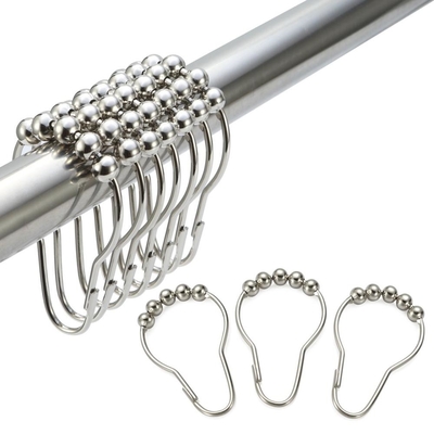 12 Sets Shower Curtain Rings Stainless Steel Rustproof Metal Hooks for Bathroom Shower Rods Curtains