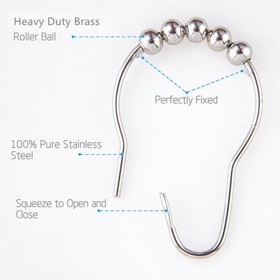 12 Sets Shower Curtain Rings Stainless Steel Rustproof Metal Hooks for Bathroom Shower Rods Curtains