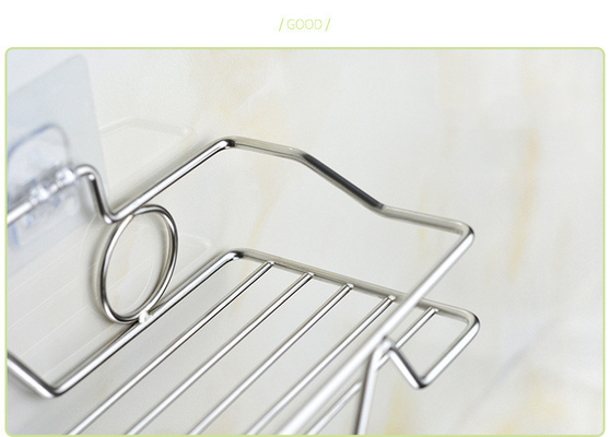 Bathroom Shelf Organizer Storage Kitchen Rack with Traceless Transparent Adhesive No Drilling SUS304 Stainless Steel