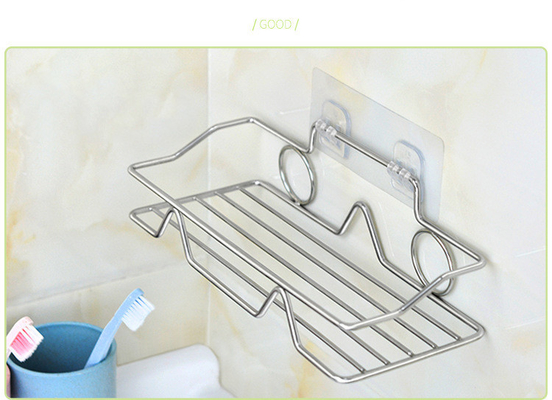 Bathroom Shelf Organizer Storage Kitchen Rack with Traceless Transparent Adhesive No Drilling SUS304 Stainless Steel