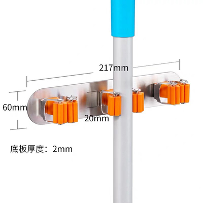 304 stainless steel Wall Mounted Organizer Reusable Tool Gripper Mop Broom Holder hook