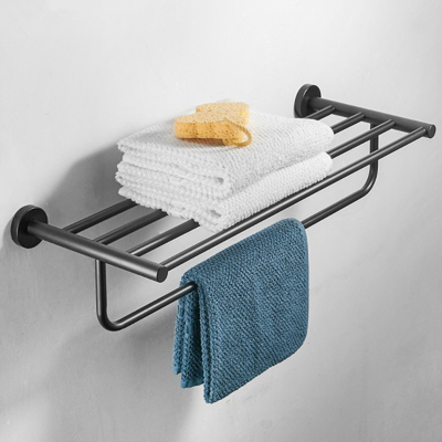 Modern Design Decor Stainless Steel Black Wall Mount Towel Rack Toilet Holder Bathroom Accessories Set Organizer