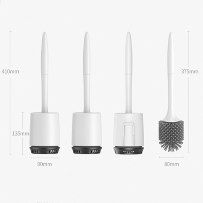 Factory supply Bathroom accessories cleaning household handheld white silicone toilet brush and holder