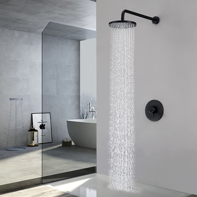 Kingze ceiling shower mixer set bathroom black in wall mounted faucet column rainfall mixer bar shower heads