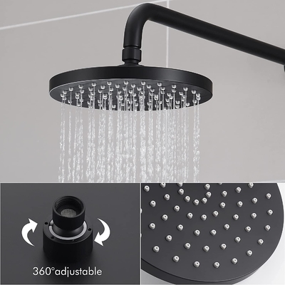 Kingze ceiling shower mixer set bathroom black in wall mounted faucet column rainfall mixer bar shower heads