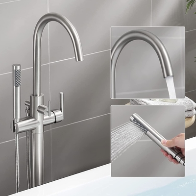 OEM ODM duschkopf freestanding bathtub faucet stainless steel water tap shower filler mixer waterfall faucet set