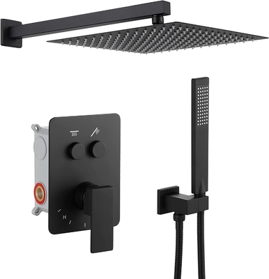 OEM ODM 12 Inch square waterfall cabezal de ducha shower bathroom mixer set black column shower head