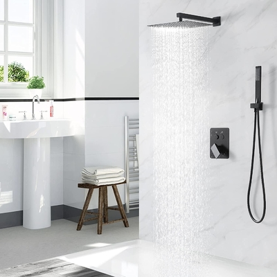 Bathroom mixer tap waterfall shower column duschkopf black gold rainfall rain mixer water saving shower head