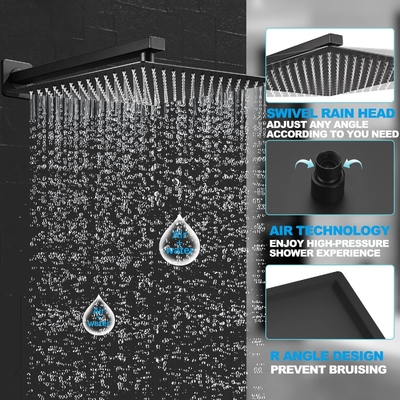 Bathroom mixer tap waterfall shower column duschkopf black gold rainfall rain mixer water saving shower head