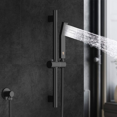 OEM bathroom accessories waterfall black ceiling cabezal de ducha 3 way mounted rainfall shower head
