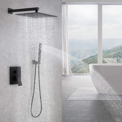Black cUPC UPC Bathroom Waterfall Shower Head 12 inch 3 Way Shower Column Ceiling System Mixer Rainfall Shower Head
