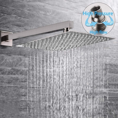 Black cUPC UPC Bathroom Waterfall Shower Head 12 inch 3 Way Shower Column Ceiling System Mixer Rainfall Shower Head