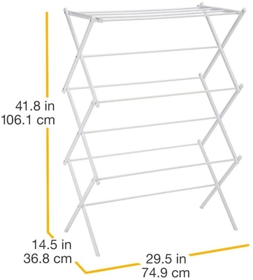 White Foldable Alloy Steel Clothes Drying  Laundry Rack
