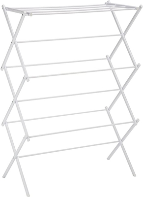 White Foldable Alloy Steel Clothes Drying  Laundry Rack