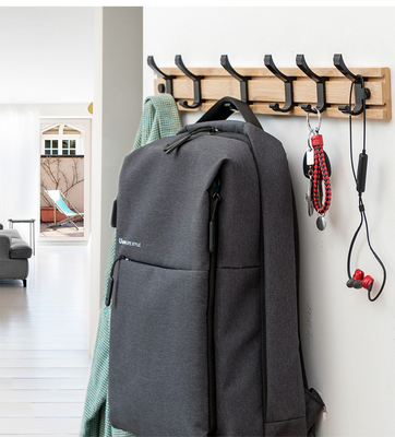 Coat Hat Hanger for Wall Organized and Storage with Movable Hooks Bamboo Sundries Rack