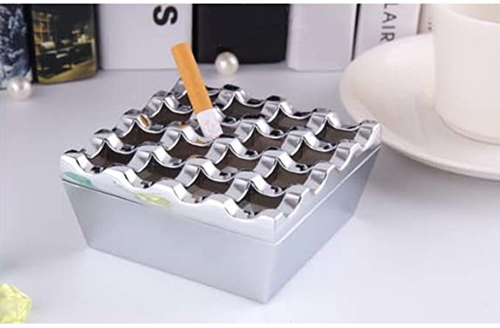 Novelty 16 Grids Stainless Steel Square Cigarette Ashtray