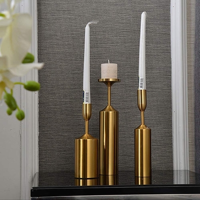 Candlestick Holders for Pillar Candles Gold Metal Candle Holders Set